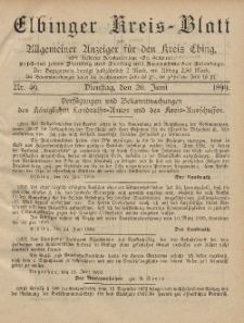 Kreis-Blatt des Königlich Preußischen Landraths-Amtes zu Elbing, Nr. 49 Dienstag 20 Juni 1899