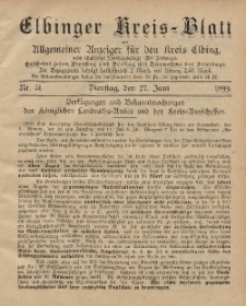 Kreis-Blatt des Königlich Preußischen Landraths-Amtes zu Elbing, Nr. 51 Dienstag 27 Juni 1899