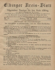 Kreis-Blatt des Königlich Preußischen Landraths-Amtes zu Elbing, Nr. 52 Freitag 30 Juni 1899