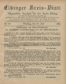 Kreis-Blatt des Königlich Preußischen Landraths-Amtes zu Elbing, Nr. 60 Dienstag 25 Juli 1899