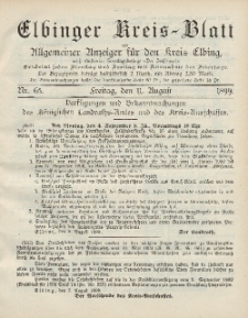 Kreis-Blatt des Königlich Preußischen Landraths-Amtes zu Elbing, Nr. 65 Freitag 11 August 1899