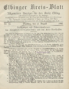 Kreis-Blatt des Königlich Preußischen Landraths-Amtes zu Elbing, Nr. 66 Dienstag 15 August 1899