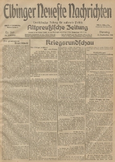 Elbinger Neueste Nachrichten, Nr. 260 Dienstag 22 September 1914 66. Jahrgang