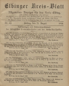 Kreis-Blatt des Königlich Preußischen Landraths-Amtes zu Elbing, Nr. 69 Freitag 25 August 1899