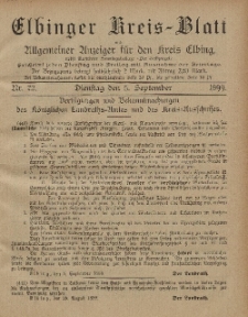 Kreis-Blatt des Königlich Preußischen Landraths-Amtes zu Elbing, Nr. 72 Dienstag 5 September 1899