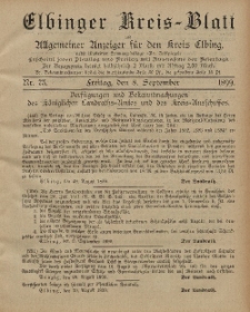 Kreis-Blatt des Königlich Preußischen Landraths-Amtes zu Elbing, Nr. 73 Freitag 8 September 1899