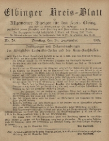Kreis-Blatt des Königlich Preußischen Landraths-Amtes zu Elbing, Nr. 78 Dienstag 26 September 1899
