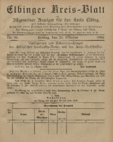 Kreis-Blatt des Königlich Preußischen Landraths-Amtes zu Elbing, Nr. 86 Freitag 20 Oktober 1899