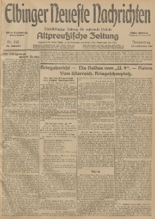 Elbinger Neueste Nachrichten, Nr. 262 Donnerstag 24 September 1914 66. Jahrgang