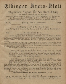 Kreis-Blatt des Königlich Preußischen Landraths-Amtes zu Elbing, Nr. 91 Freitag 3 November 1899