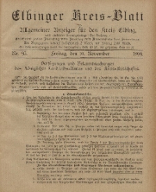 Kreis-Blatt des Königlich Preußischen Landraths-Amtes zu Elbing, Nr. 93 Freitag 10 November 1899