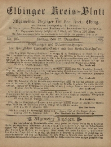 Kreis-Blatt des Königlich Preußischen Landraths-Amtes zu Elbing, Nr. 105 Freitag 22 Dezember 1899