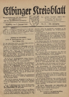 Kreis-Blatt des Königlich Preußischen Landraths-Amtes zu Elbing, Nr. 2 / 123 Jahrgang, Dienstag 7 Januar 1941