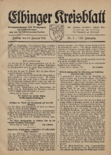Kreis-Blatt des Königlich Preußischen Landraths-Amtes zu Elbing, Nr. 3 / 123 Jahrgang, Freitag 10 Januar 1941