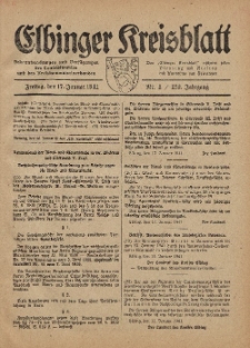 Kreis-Blatt des Königlich Preußischen Landraths-Amtes zu Elbing, Nr. 4 / 123 Jahrgang, Freitag 17 Januar 1941