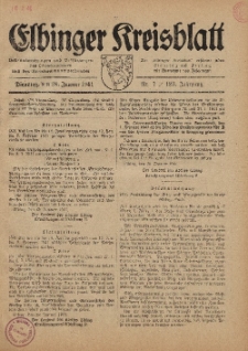 Kreis-Blatt des Königlich Preußischen Landraths-Amtes zu Elbing, Nr. 7 / 123 Jahrgang, Dienstag 28 Januar 1941
