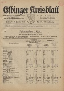 Kreis-Blatt des Königlich Preußischen Landraths-Amtes zu Elbing, Nr. 12 / 123 Jahrgang, Freitag 21 Februar 1941