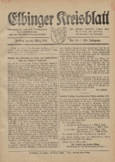 Kreis-Blatt des Königlich Preußischen Landraths-Amtes zu Elbing, Nr. 18 / 123 Jahrgang, Freitag 14 März 1941