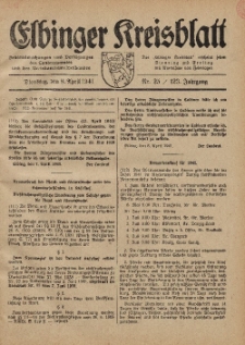 Kreis-Blatt des Königlich Preußischen Landraths-Amtes zu Elbing, Nr. 25 / 123 Jahrgang, Dienstag 8 April 1941