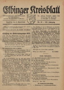 Kreis-Blatt des Königlich Preußischen Landraths-Amtes zu Elbing, Nr. 26 / 123 Jahrgang, Dienstag 15 April 1941