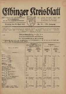 Kreis-Blatt des Königlich Preußischen Landraths-Amtes zu Elbing, Nr. 30 / 123 Jahrgang, Dienstag 29 April 1941