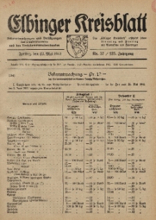 Kreis-Blatt des Königlich Preußischen Landraths-Amtes zu Elbing, Nr. 37 / 123 Jahrgang, Freitag 23 Mai 1941