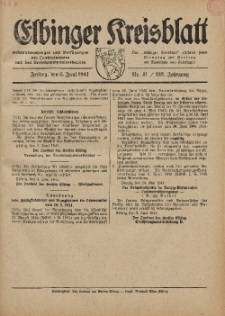 Kreis-Blatt des Königlich Preußischen Landraths-Amtes zu Elbing, Nr. 41 / 123 Jahrgang, Freitag 6 Juni 1941