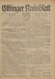 Kreis-Blatt des Königlich Preußischen Landraths-Amtes zu Elbing, Nr. 57 / 123 Jahrgang, Freitag 22 August 1941