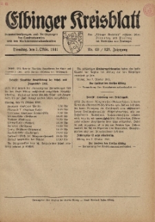 Kreis-Blatt des Königlich Preußischen Landraths-Amtes zu Elbing, Nr. 69 / 123 Jahrgang, Dienstag 7 Oktober 1941