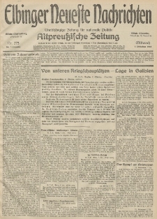 Elbinger Neueste Nachrichten, Nr. 275 Mittwoch 7 Oktober 1914 66. Jahrgang