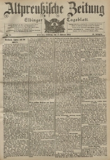 Altpreussische Zeitung, Nr. 39 Dienstag 16 Februar 1904, 56. Jahrgang