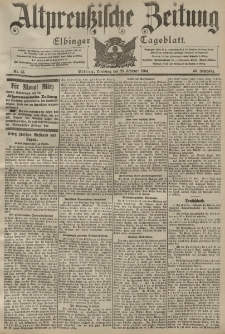 Altpreussische Zeitung, Nr. 45 Dienstag 23 Februar 1904, 56. Jahrgang
