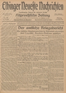 Elbinger Neueste Nachrichten, Nr. 280 Montag 12 Oktober 1914 66. Jahrgang