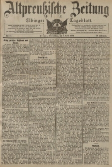 Altpreussische Zeitung, Nr. 81 Donnerstag 7 April 1904, 56. Jahrgang