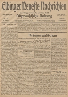 Elbinger Neueste Nachrichten, Nr. 281 Dienstag 13 Oktober 1914 66. Jahrgang