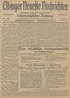 Elbinger Neueste Nachrichten, Nr. 284 Freitag 16 Oktober 1914 66. Jahrgang