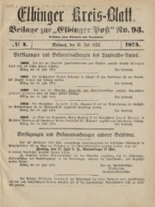 Kreis-Blatt des Königlich Preußischen Landraths-Amtes zu Elbing, Nr. 4 Mittwoch 15 Juli 1874