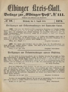 Kreis-Blatt des Königlich Preußischen Landraths-Amtes zu Elbing, Nr. 10 Mittwoch 5 August 1874