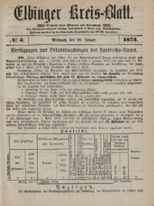 Kreis-Blatt des Königlich Preußischen Landraths-Amtes zu Elbing, Nr. 5 Mittwoch 20 Januar 1875