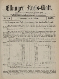 Kreis-Blatt des Königlich Preußischen Landraths-Amtes zu Elbing, Nr. 14 Sonnabend 20 Februar 1875