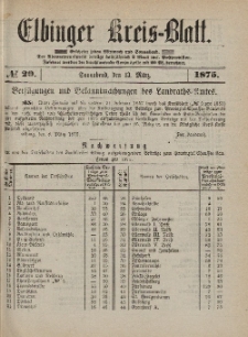 Kreis-Blatt des Königlich Preußischen Landraths-Amtes zu Elbing, Nr. 20 Sonnabend 13 März 1875
