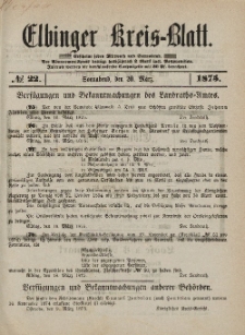 Kreis-Blatt des Königlich Preußischen Landraths-Amtes zu Elbing, Nr. 22 Sonnabend 20 März 1875