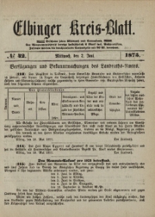 Kreis-Blatt des Königlich Preußischen Landraths-Amtes zu Elbing, Nr. 42 Mittwoch 2 Juni 1875