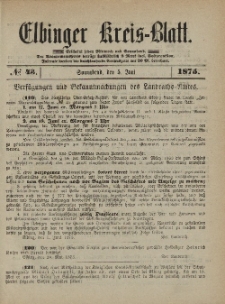 Kreis-Blatt des Königlich Preußischen Landraths-Amtes zu Elbing, Nr. 43 Sonnabend 5 Juni 1875