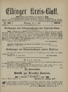 Kreis-Blatt des Königlich Preußischen Landraths-Amtes zu Elbing, Nr. 52 Mittwoch 7 Juli 1875