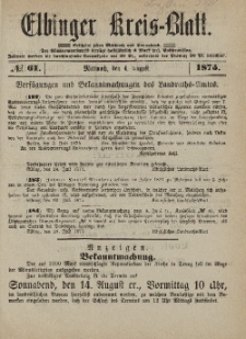 Kreis-Blatt des Königlich Preußischen Landraths-Amtes zu Elbing, Nr. 61 Mittwoch 4 August 1875