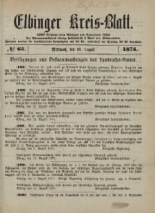 Kreis-Blatt des Königlich Preußischen Landraths-Amtes zu Elbing, Nr. 65 Mittwoch 18 August 1875