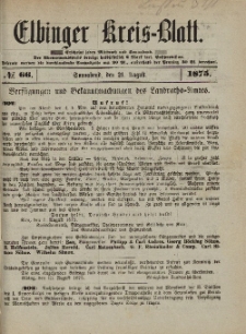 Kreis-Blatt des Königlich Preußischen Landraths-Amtes zu Elbing, Nr. 66 Sonnabend 21 August 1875