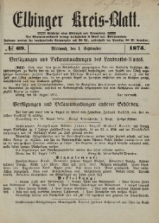 Kreis-Blatt des Königlich Preußischen Landraths-Amtes zu Elbing, Nr. 69 Mittwoch 1 September 1875