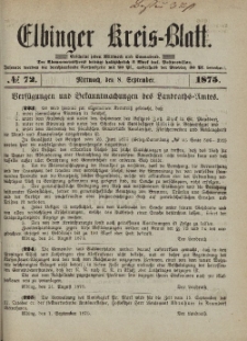 Kreis-Blatt des Königlich Preußischen Landraths-Amtes zu Elbing, Nr. 72 Mittwoch 8 September 1875